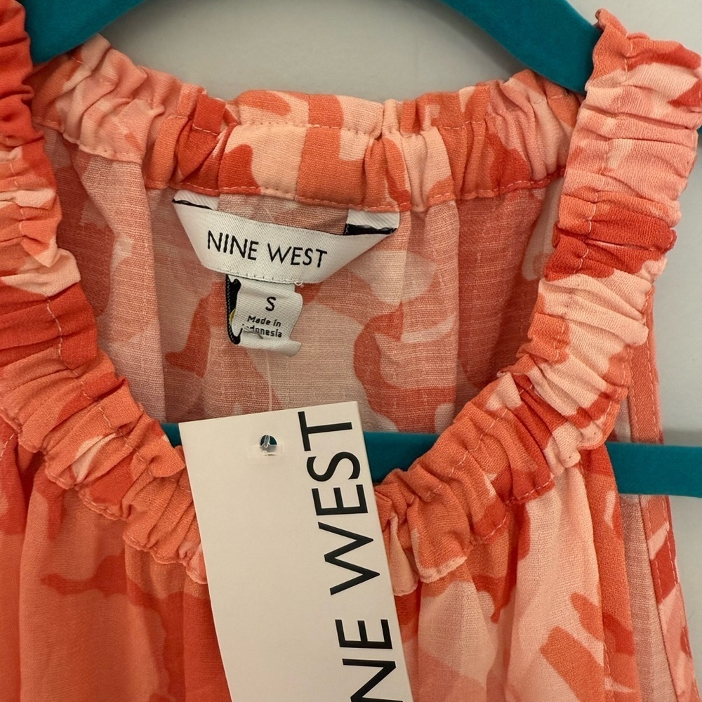 NWT Nine West Coral Floral High Neck Dress - Picture 2 of 4